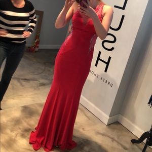 Pink beaded prom dress